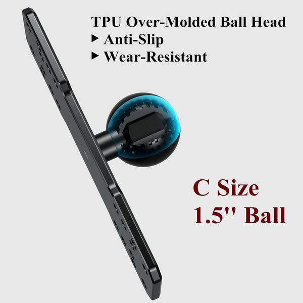 BRCOVAN 1.5'' Ball Fish Finder Mount, Aluminum Alloy Universal Marine Electronic Plate for RAM Mounts C Size 1.5 Inch Ball Double Socket Arm, Fit