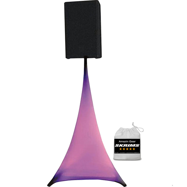 SKRIMS Super Flexible Speaker Stand Cover - Four Way Stretch White Spandex DJ Scrim - 3-Sided Tripod Skirt - 360 Degree 