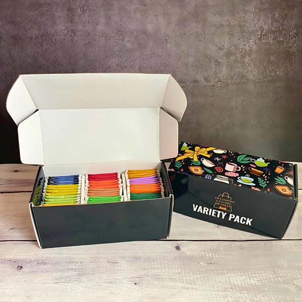 56-Piece Tea Sampler Gift Set â 14 Flavors, Premium Assorted Variety Pack with 10 Honey Sticks & Recipe Ebook â Gift for Tea Lovers, Him & Her