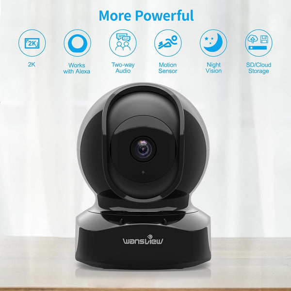 Wansview Security Camera Indoor, 360 Degree Wifi Home Security Cameras for Pet/Dog/Nanny, 2 Way Audio Night Vision, Works with Alexa, with TF Card