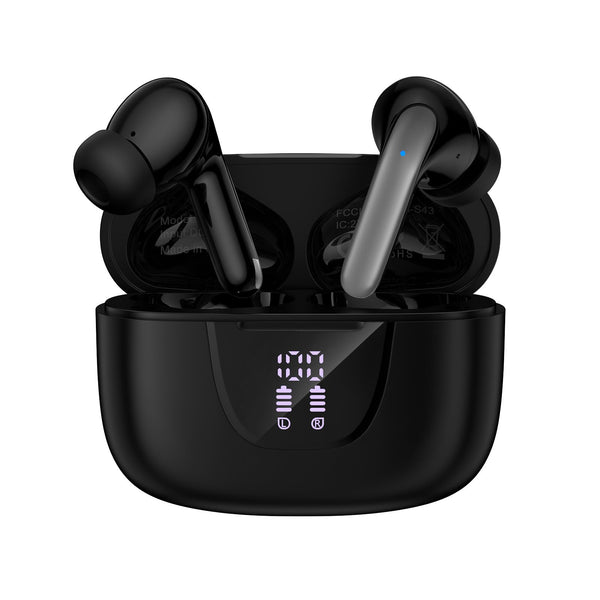 Wireless Earbuds Bluetooth 5.3 Headphones,Noise Cancelling Earbuds with Deep Bass 60H Playback Stereo Ear Buds with Mic LED Display Charging Case