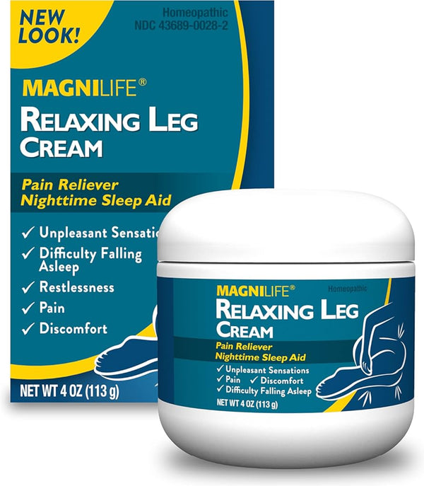 Magnilife Relaxing Leg Cream, Deep Penetrating Topical for Pain and Restless Leg Syndrome Relief, Naturally Soothe Cramping, Discomfort, and