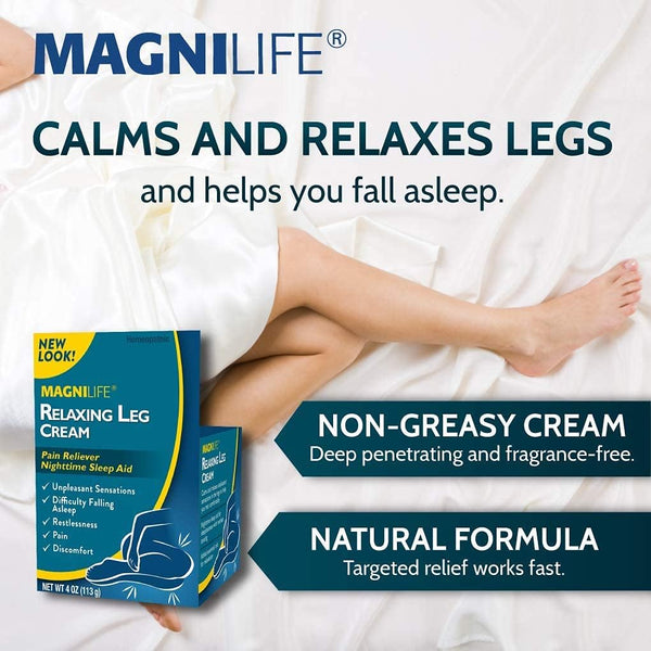 Magnilife Relaxing Leg Cream, Deep Penetrating Topical for Pain and Restless Leg Syndrome Relief, Naturally Soothe Cramping, Discomfort, and