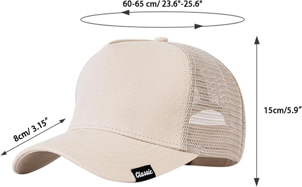 Oversize XXL Baseball Cap, Extra Large High Crown Hat for Big Heads 23.6"-25.6", Adjustable Plain Mesh Back Trucker Hat
