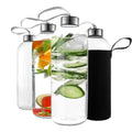 32 Oz Glass Water Bottle Set of 4 - Reusable, Eco-Friendly, Airtight, Leak Proof Bottles for Travel