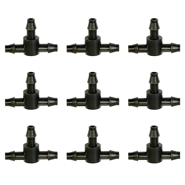 50 Pcs Drip Irrigation Universal Connector 1/4 Inch Barbed Tee Tubing