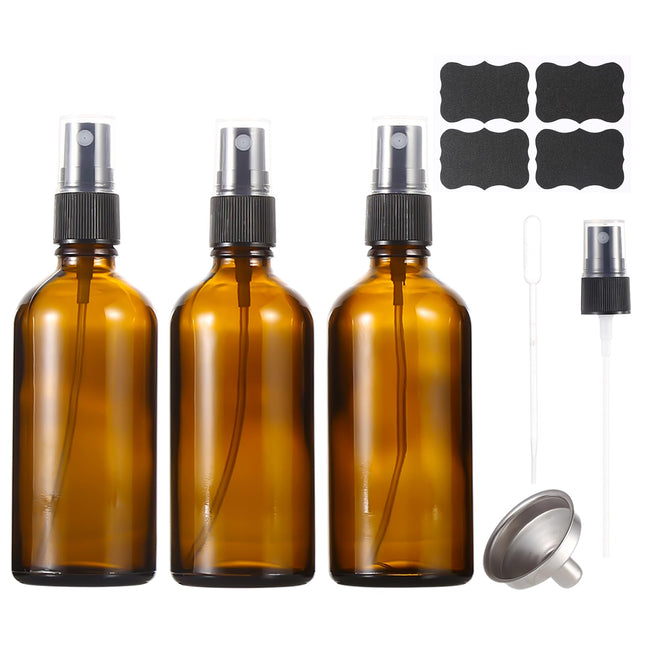 3.4Oz Amber Glass Spray Bottles,Empty Fine Mist Refillable Travel Spray Bottle for Cleaning,Perfume,Aromatherapy,Cosmeti