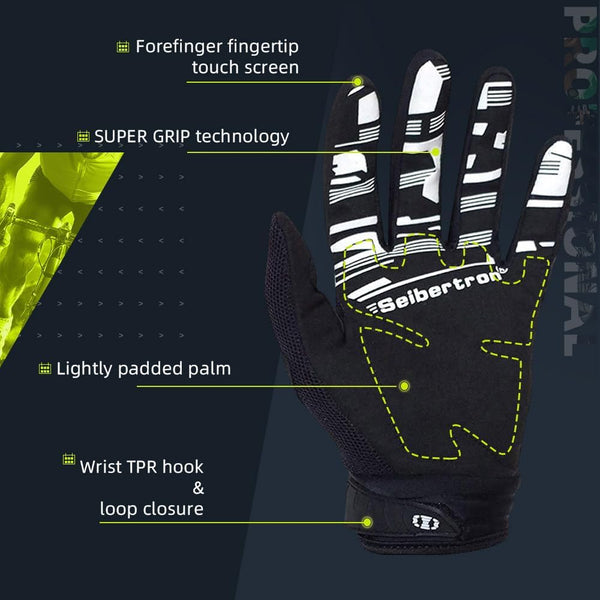 Seibertron Unisex BMX MX ATV MTB Racing Mountain Bike Bicycle Cycling Off-Road/Dirt Bike Gloves Road Racing Motorcycle Motocross Sports Gloves