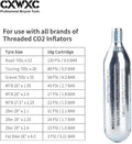 CXWXC 16G / 25G Threaded CO2 Cartridges or CO2 Inflator for Bike Tires - Cartridge for CO2 Inflator with Threaded Connection, CO2 Pump for Road