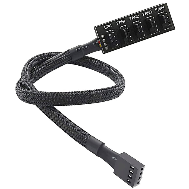 PWM Fan Hub, PC CPU Cooling 4 PIN/3PIN Power Fan Extension Cable Hub Splitter Adapter Sleeved Case for 12V Desktop Compu