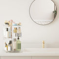 Rotating Makeup Organizer, DIY 8 Adjustable Layers Spinning Skincare Organizer, Cosmetic Display Case with Brush Holder Perfume Tray,