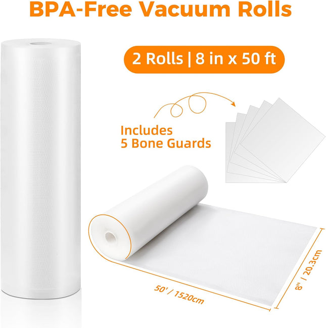 Wevac Vacuum Sealer Bags 11X50 Rolls 2 Pack for Food Saver, Seal a Meal, Weston. Commercial Grade, BPA Free, Heavy Duty,