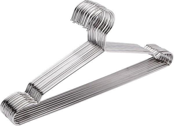 Hangers 10 Pack Clothes Hanger Strong Heavy Duty Stainless Steel Metal Ultra Thin Space Saving Wire Hangers 16.5In by WYCQKL