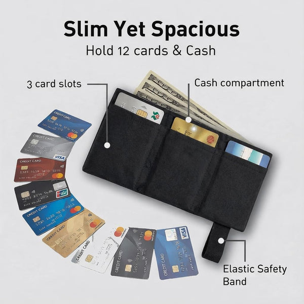 Slim Wallet for Men with RFID Blocking - Minimalist Slim Wallet with Thin, Durable Style & Data Protection - Multiple Pockets for 12 Cards & Cash,