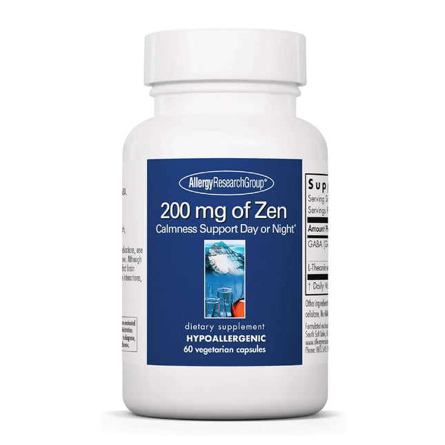 Allergy Research Group 200 Mg of Zen Supplement - Calmness Support, Day or Night, GABA, L-Theanine, Hypoallergenic, Vege