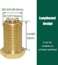Joywayus Brass Full Thread Lengthened Bulkhead Fitting 1/4"NPT Female X 1/2" Male Bulk Head Pipe Fitting Bulkhead Tank Fitting Coupler (Pack of 2)