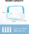 BAGSMART Clear Toiletry Bag, 3 Packs TSA Approved Water-Resistant Quart Size Travel Organizer, Airport Airline Travel Essential Carry-On Makeup