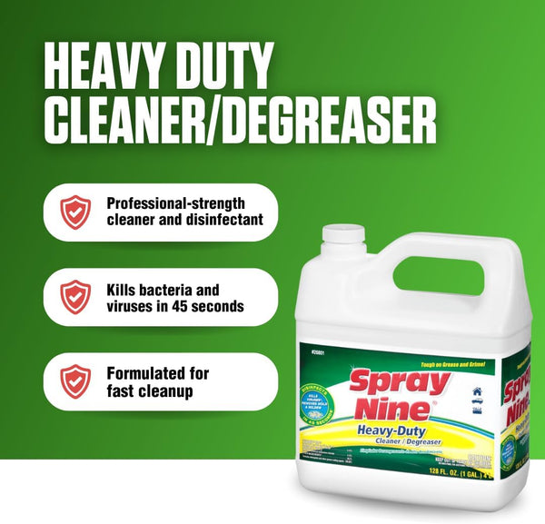 Spray Nine 26801 Heavy Duty Cleaner, Degreaser & Disinfectant for Home, Yard Equipment, Automotive & More - Refill for Spray Bottle 1 Gallon (Pack