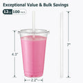 AOZITA [100 Sets 12 oz Clear Plastic Cups With Lids and Straws, Disposable Cups With Lids for Iced Coffee, Smoothie, Milkshake and Cold Drinks. 12 Oz.