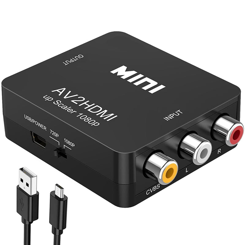ABLEWE RCA to HDMI,AV to HDMI Converter, 1080P Mini RCA Composite CVBS Video Audio Converter Adapter Supporting PAL/NTSC for TV/PC/ PS3/ STB/Xbox