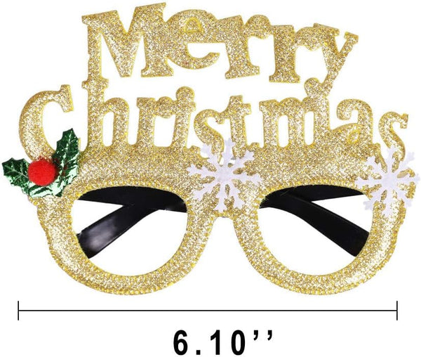 Max Fun 12Pcs Christmas Glasses Glitter Holiday Party Glasses Frames Christmas Decoration Accessories Costume Eyeglasses for Christmas Parties