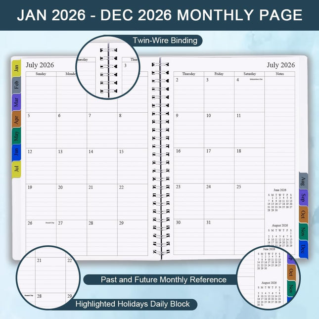 2025-2026 Planner - Weekly & Monthly Planner Runs Jul 2025 to Jun 2026, 6.25" X 8.25", 12 Monthly Tabs, 14 Notes Page, P