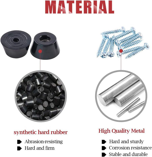 Hilitchi 40-Pcs round Black Rubber Feet Bumpers Pads with Matching Screws with Built in Stainless Steel Washer for Cutting Board Amps Cabinet Desk
