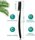 Large Long Head Toothbrush, 4-Pack, Upgraded Hard & Firm Charcoal Bristles, Whitening Teeth, Removing Plaque, Brace, Cigarette, Coffee and Other