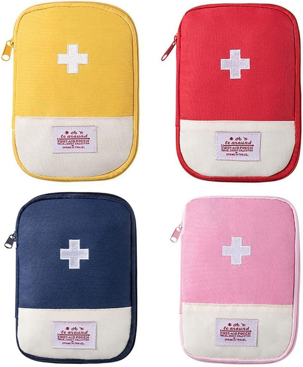 Jjlfresheners 4Pcs Empty Travel Mini First Aid Pouch, Portable Outdoor First Aid Medical Rescue Bag Multi-Function Emergency Medicine Storage
