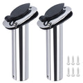 Hoffen 2Pcs Boat Stainless Steel Fishing Rod Holder Flush Mount 15/30/90 Degree with PVC Cap,Inner Tube and Gasket