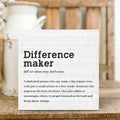 Difference Maker Definition Home Office Decor Wooden Box Sign, Motivational Farmhouse Decorative Positive Office Desk Accessories Wood Plaque