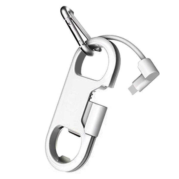 Iphone Charge Lightning Cable + Keychain + Bottle Opener + Aluminum Carabiner,Portable Multifunction Keychain Bottle Opener USB Charging Cord