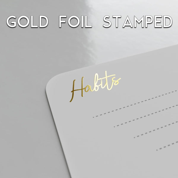 Habit Tracker with Walnut Wood Stand - 36 Months of Habit Tracking, Elegant Habit Calendar Desk for Goal Tracking