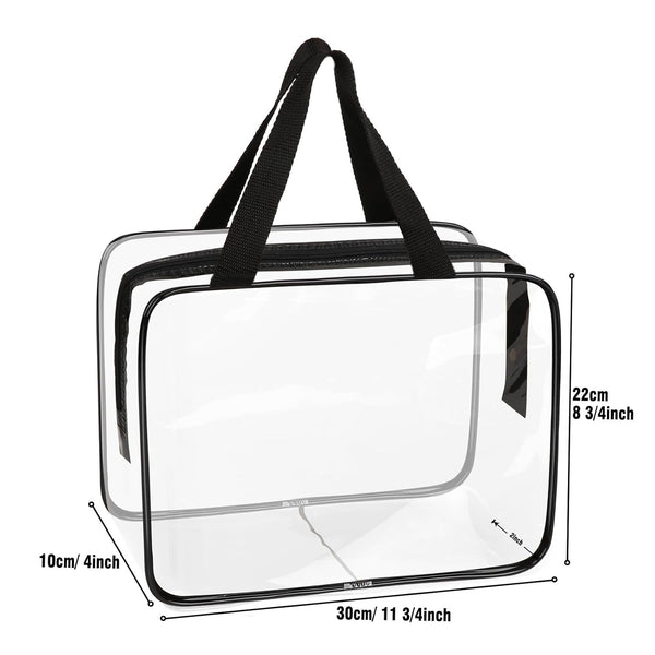 APREUTY Clear Makeup Bags, TSA Approved 3 Pcs Large Cosmetic Makeup Bags Set Clear PVC with Zipper Handle Portable Travel Luggage Pouch Airport
