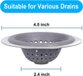 2 Pack Kitchen Sink Drain Strainer Silicone Stainless, Drain Protector,Prevent Clogging, Large Wide Rim 4.5 inch Diameter, Tools Home Improvement