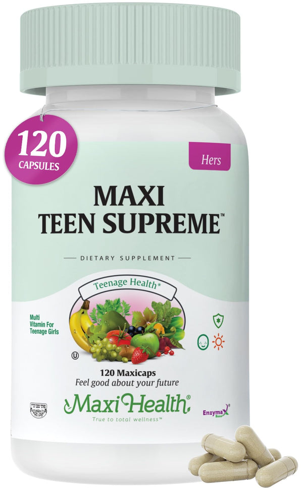 Maxi Health Teen Supreme Hers Vitamins for Teen Girls (120) - Women'S Multivitamin for Energy, Immune Boost, Body & Brain Growth - Womens Multi