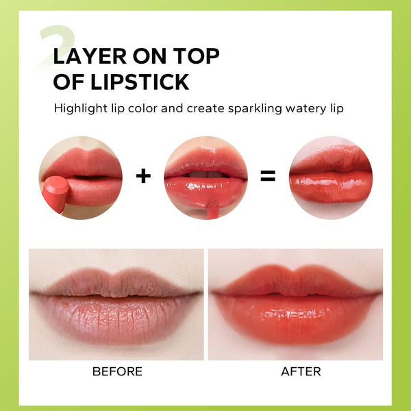 Beauty Glazed Big Brush Head Lip Oil, Ultra-Hydrating & Nourishing, Smooth Glossy Finish Lip Glow Oil, Shiny and Vegan Tinted Lip Gloss,