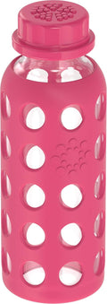 Lifefactory 9-Ounce Bpa-Free Glass Water Bottle with Flat Cap and Silicone Sleeve, Raspberry
