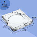 Juvale Glass Crystal Ashtray with Cut and 4 Slots for Cigars, Luxury Square Cigarette Holder for Men, Home, Office, Desk, Tabletop Decoration,