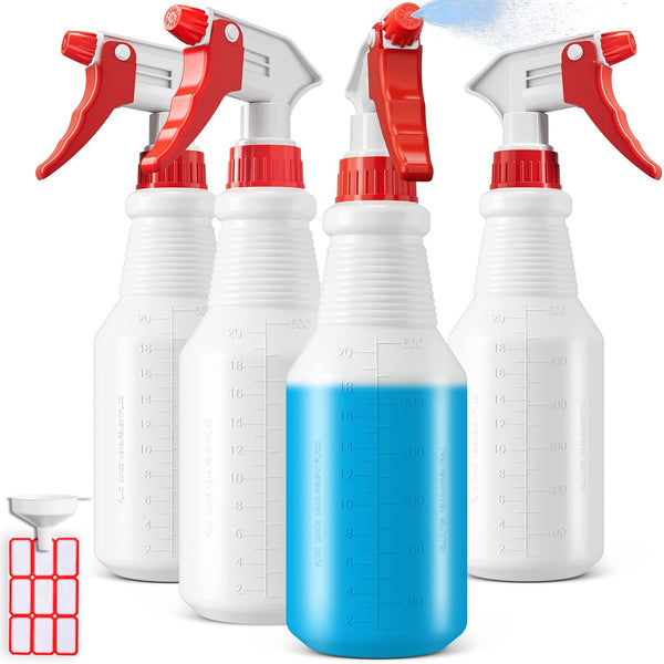 Spray Bottles (4 Pack, 24 Oz) Refillable Empty Plastic Water Spraying Bottle for Cleaning Solutions, Hair Spray, Car Detail, Watering Plants,