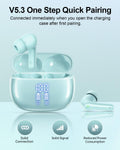 Wireless Earbuds, Bluetooth 5.3 Ear Buds, Headphones with Clear Stereo Sound, 40H Playtime with LED Digital Display, IPX7 Waterproof Earphones