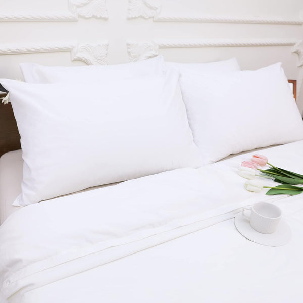 NTBAY 4 Pack Zippered Waterproof Queen Pillow Protectors, Super Soft Quiet Zip Pillow Protectors, 20x30 Inches Jersey Pure White Waterproof Pillow