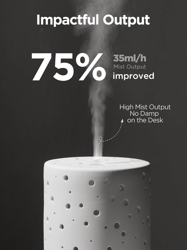 Innogear Essential Oil Diffuser, 150Ml Ceramic Ultrasonic Air Humidifier Cool Mist Aromatherapy Diffuser with 2 Mist Modes, Waterless Auto off for