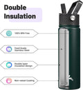 22Oz Stainless Steel Bottles with 3 Lids Sport Insulated Water Bottle,Army Green
