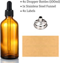 4 Pack, 100Ml Dropper Bottles with 2Pcs Glass Pipettes(1Ml) - Essential Oils Bottles for Health, Personal Care & Beauty - 3.4Oz Thick Dark Amber