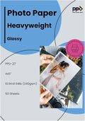 PPD 4X6 High Gloss Photo Paper for Inkjet 64Lbs 240Gsm 10.9Mil Heavyweight Instant Dry and Water-Resistant X 50 Sheets (PPD-27-50)
