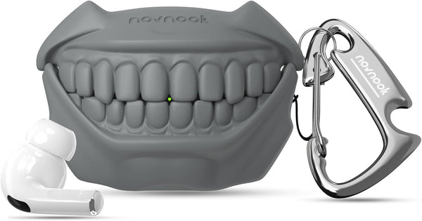 for AirPods Pro 2nd Generation Case, Unique Funny Teeth Design, Soft Silicone Shell, Compatible with Wireless Charging (Rock Gray) AirPods Pro 2 /