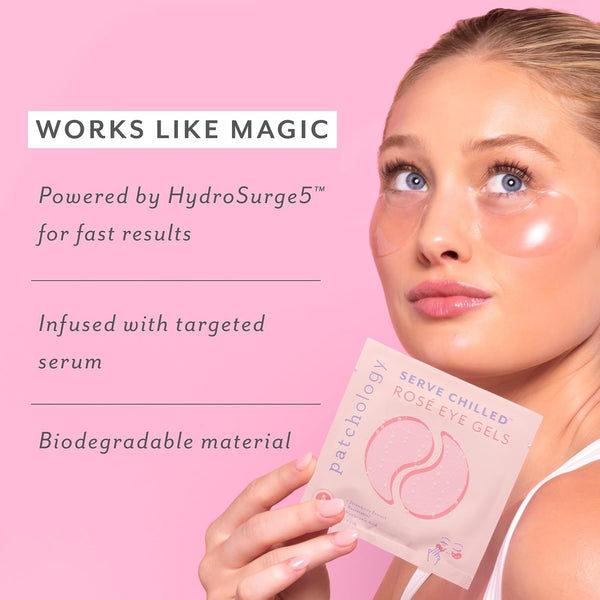 Patchology Serve Chilled RosÃ© Hydrating under Eye Patches â Hyaluronic Acid & Antioxidant-Infused Eye Masks to Reduce Dark Circles, Puffiness &