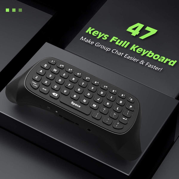 Timovo Green Backlight Keyboard for Xbox One, Xbox Series X/S,Wireless Chatpad Message Keypad with Headset & Audio Jack,Mini Game Keyboard Fit
