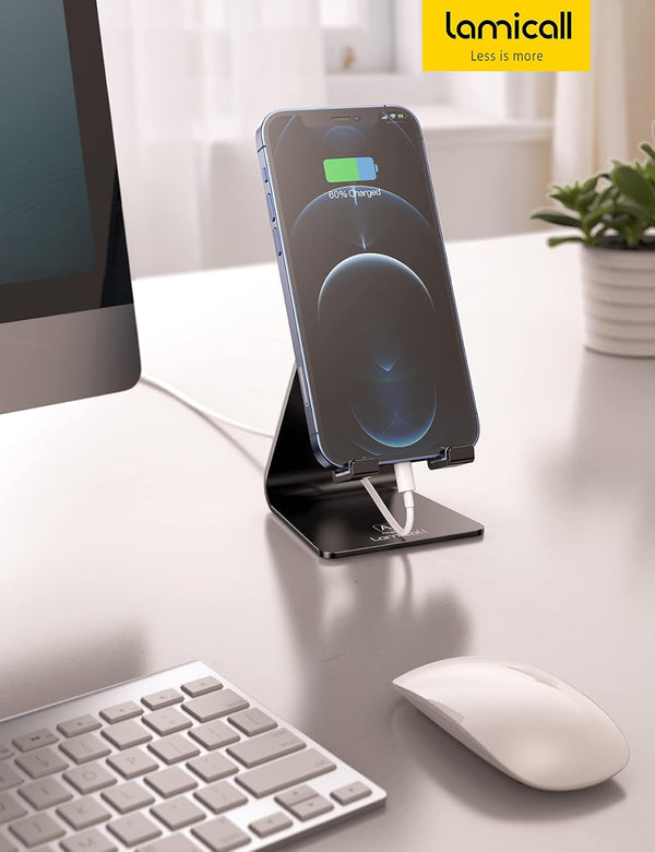 Lamicall Adjustable Cell Phone Stand, Desk Phone Holder, Cradle, Dock, Compatible with Iphone 16, 15, 14, Plus, Pro, Pro Max, 13 12 X XS,4-8